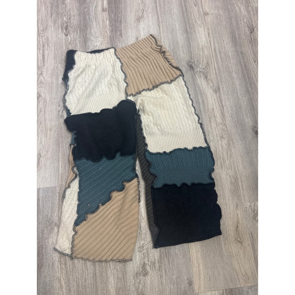 Studio‎ Myke Upcycled Patchwork Sweater Pants Womens XL Multicolor Wide Leg Knit